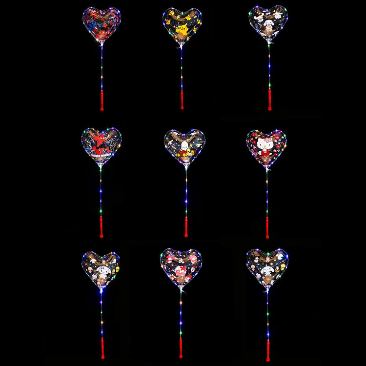 இதய வடிவ அச்சிடப்பட்ட போபோ பலூன்கள்